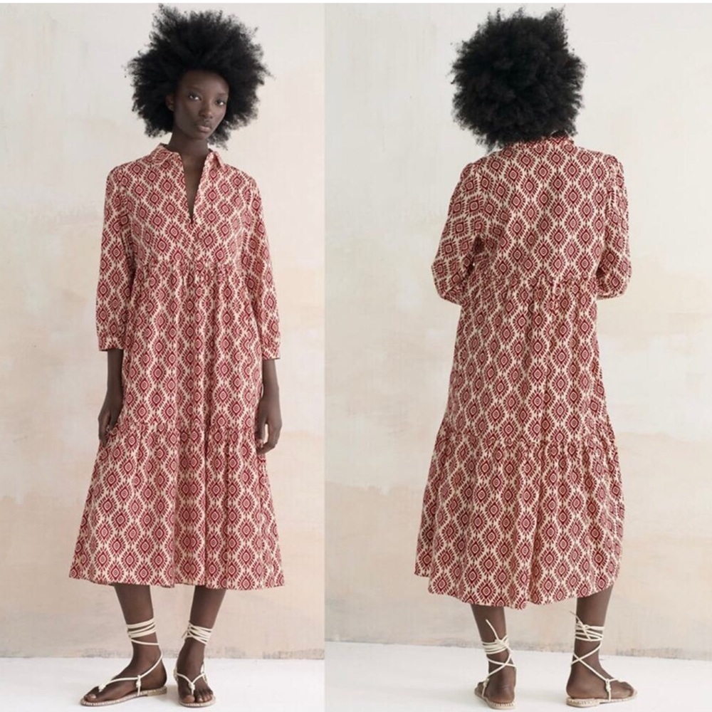 NWT Zara printed midi dress XS